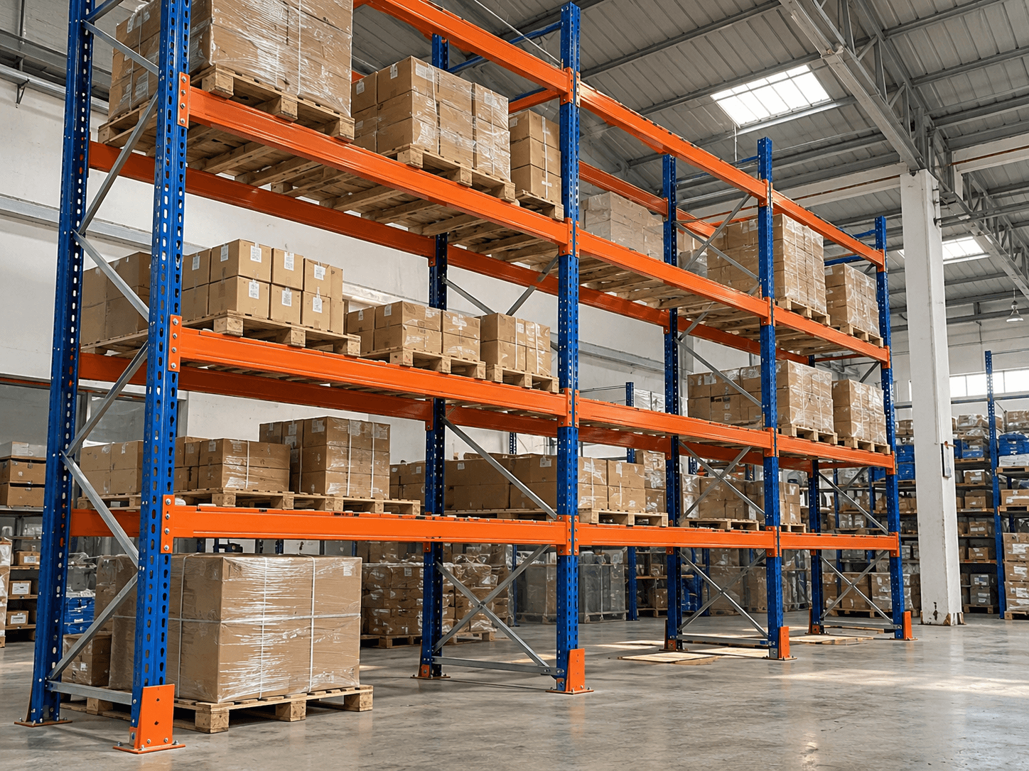 Heavy-duty pallet racking system manufactured by Amar Steel Industries