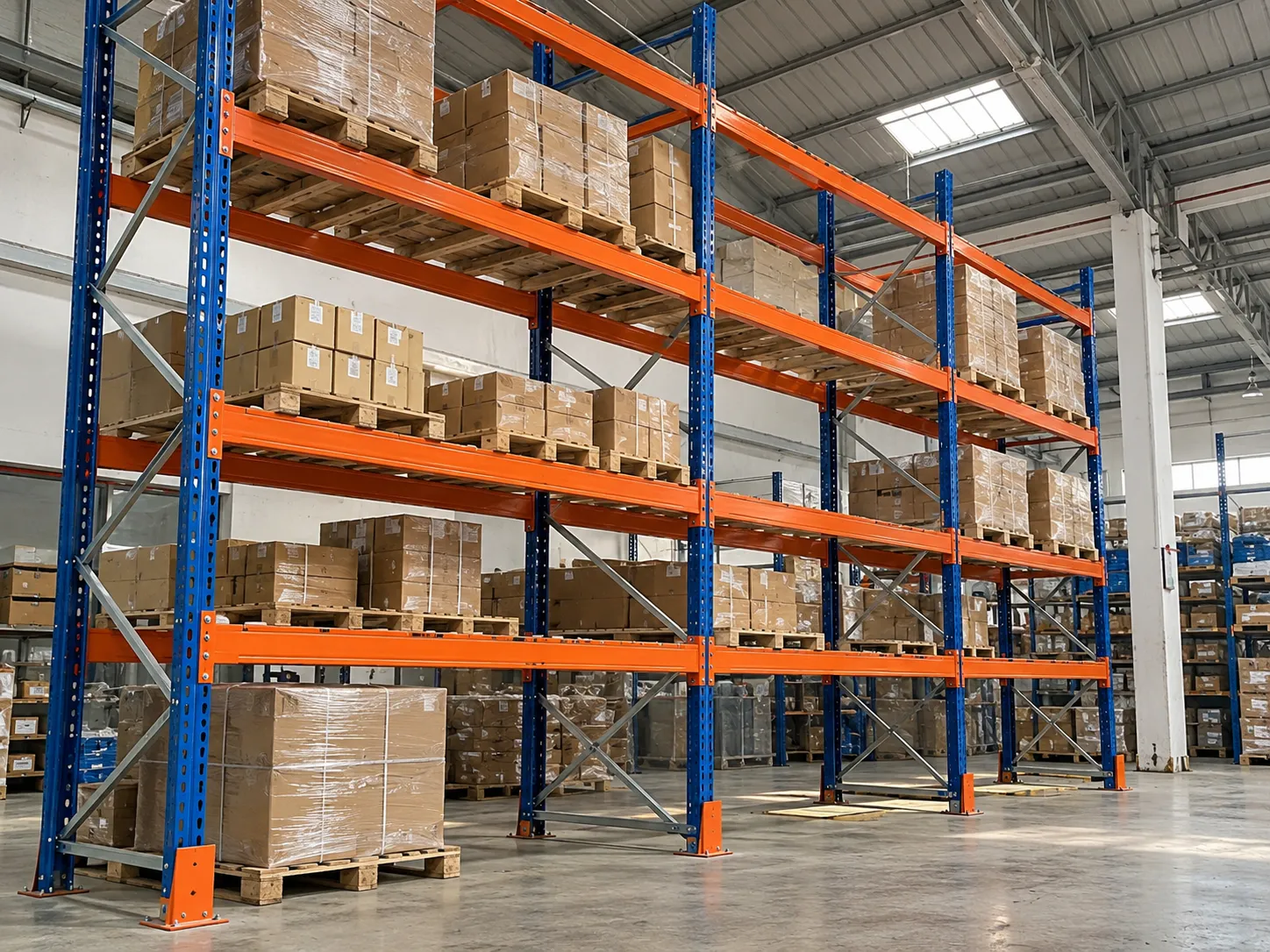 Heavy-duty pallet racking system manufactured by Amar Steel Industries